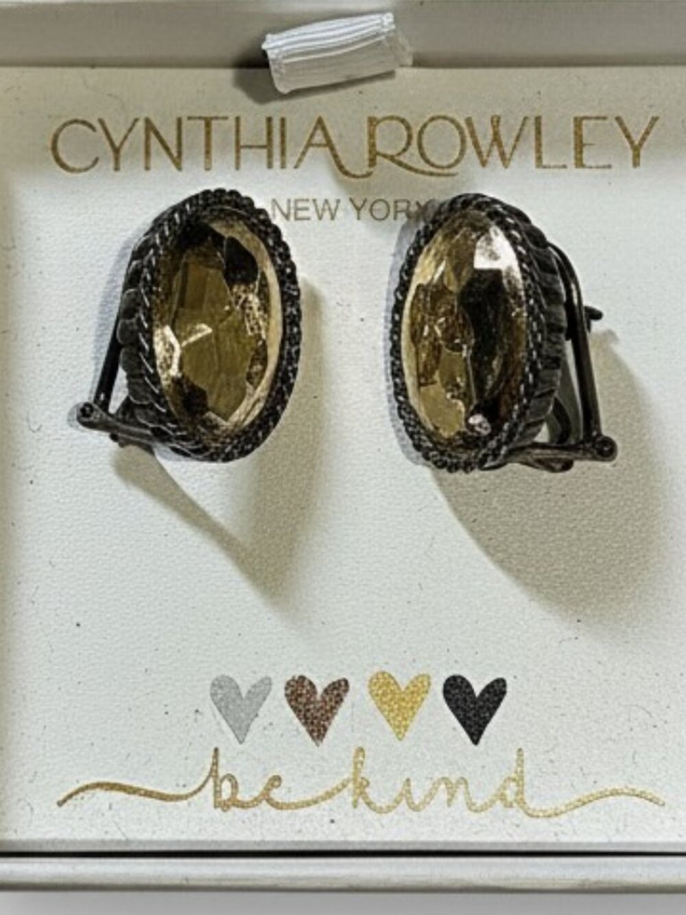 Cynthia Rowley New York Earrings 14K Gold center with Sterling Silver surround